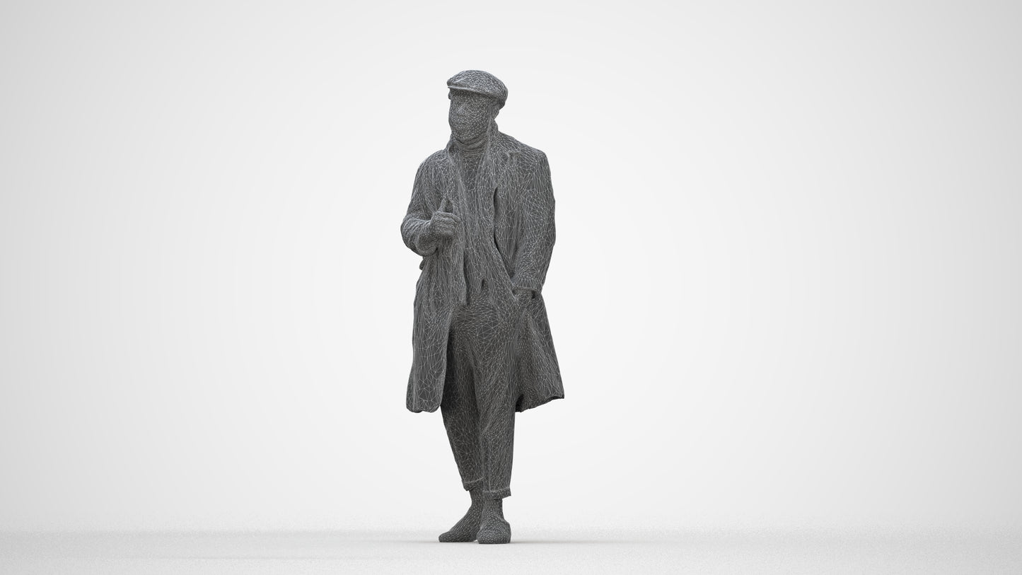 3D human model man casual walking, photogrammetry scanned person for archviz, wireframe back view