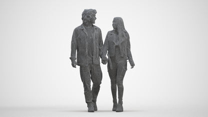 3D human model woman casual mix, photogrammetry scanned person for archviz, three-quarter front view render