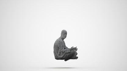 realistic 3D man casual sitting, scanned archviz people for Blender and 3ds Max, wireframe side view