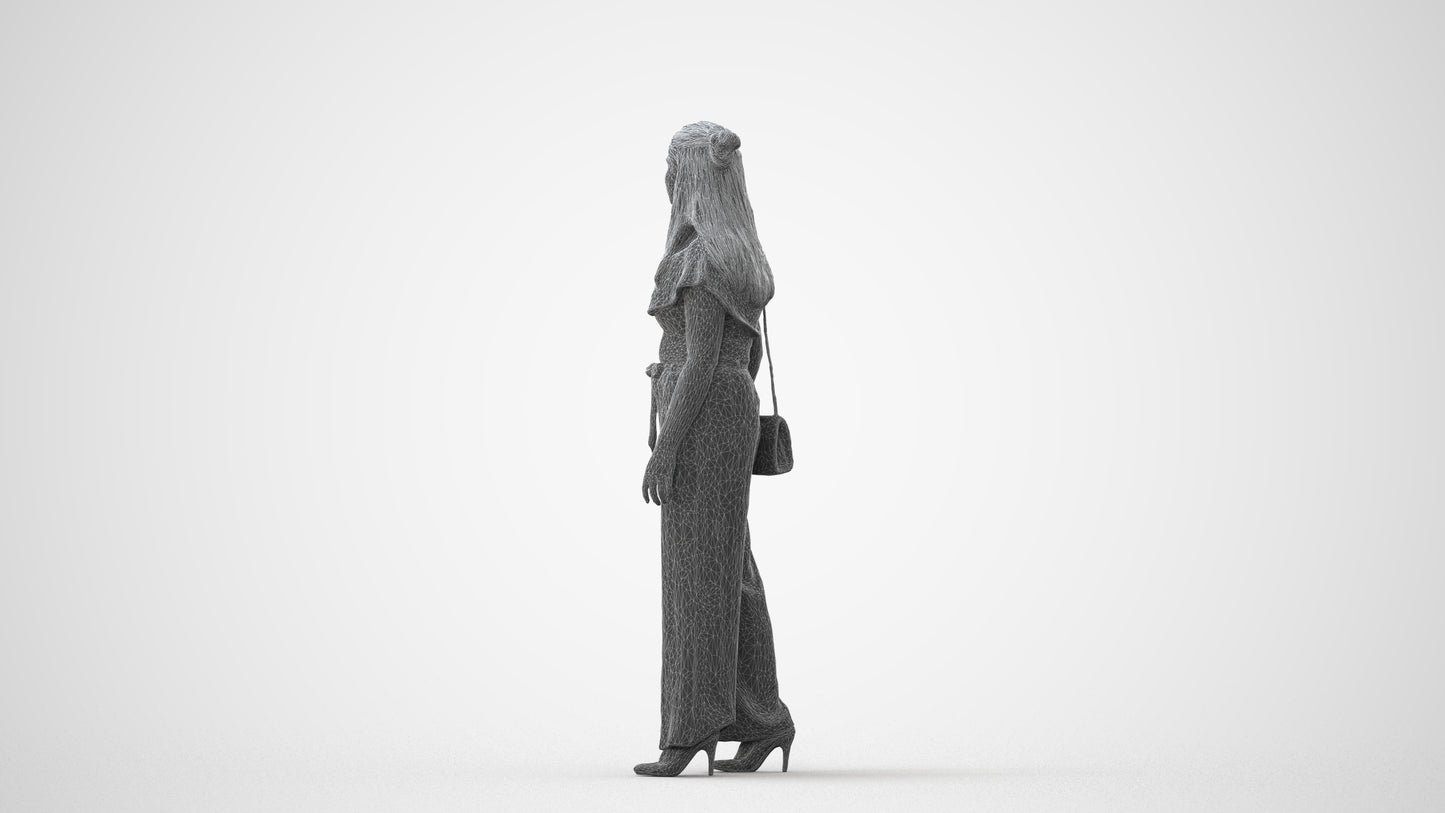 3D people model woman casual walking, scanned human for 3ds Max rendering, square thumbnail