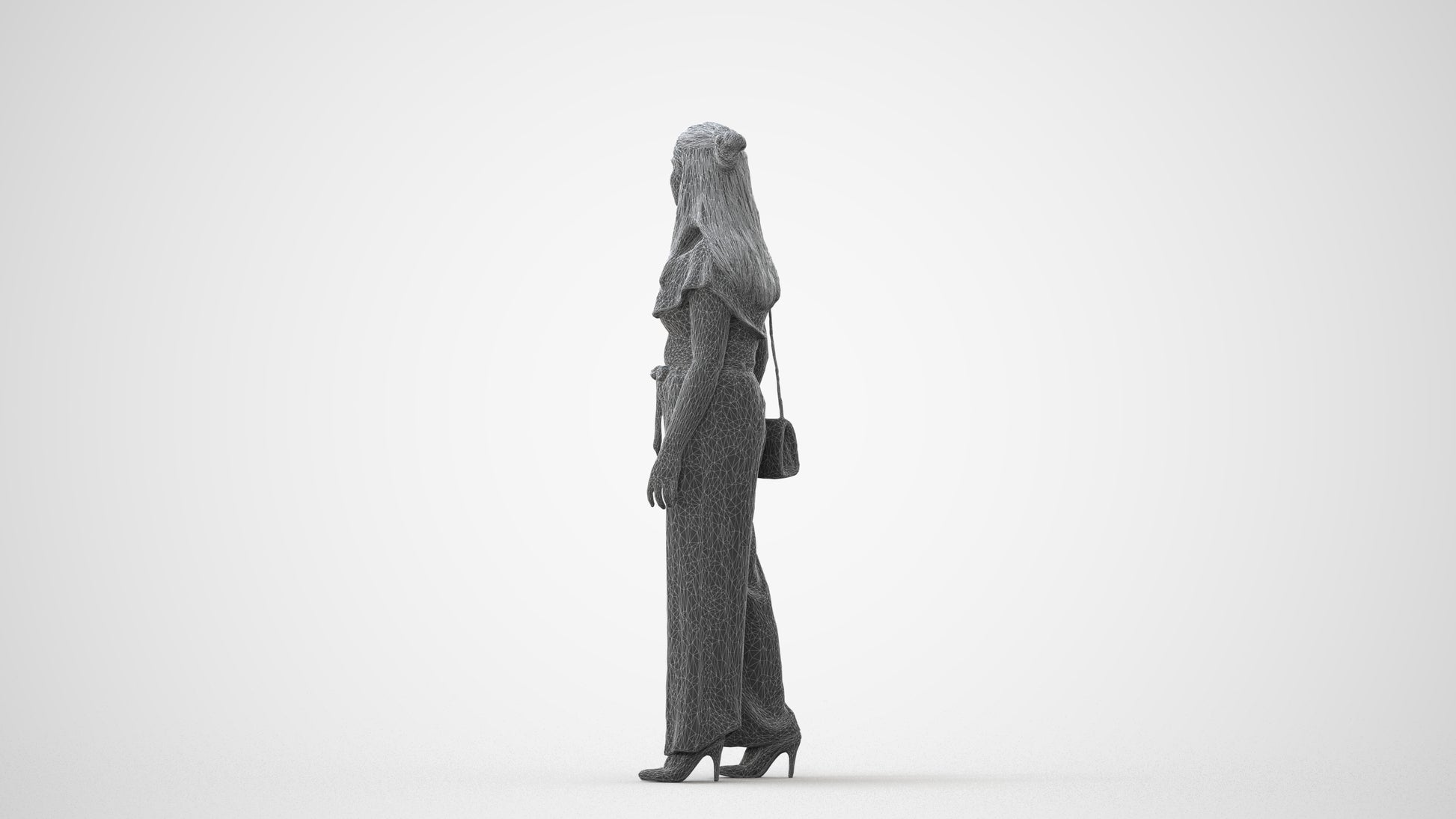 3D people model woman casual walking, scanned human for 3ds Max rendering, square thumbnail