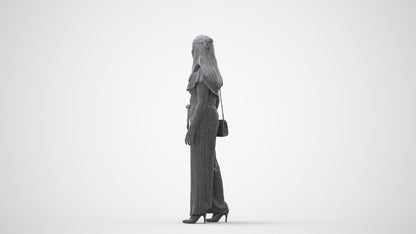 3D people model woman casual walking, scanned human for 3ds Max rendering, square thumbnail