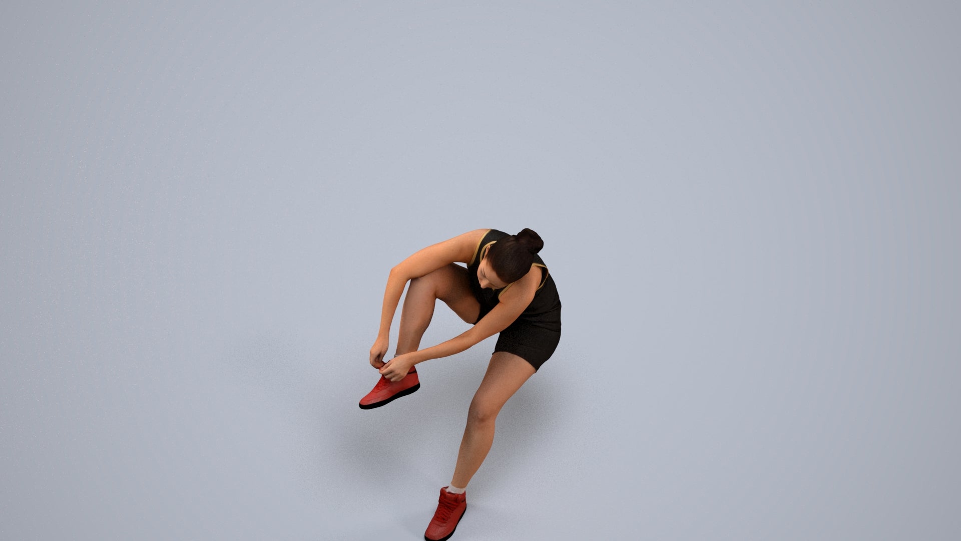 realistic 3D woman sport, scanned archviz people for Blender and 3ds Max, back view render