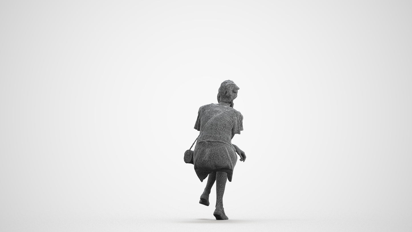 scanned 3D woman casual sitting, photogrammetry people for Enscape and V-Ray, wireframe front view