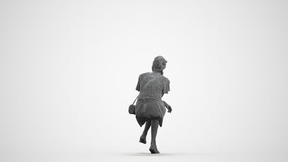 scanned 3D woman casual sitting, photogrammetry people for Enscape and V-Ray, wireframe front view