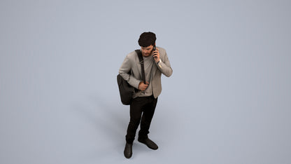 3D scanned man standing business, photorealistic archviz people for Enscape and SketchUp, back view render