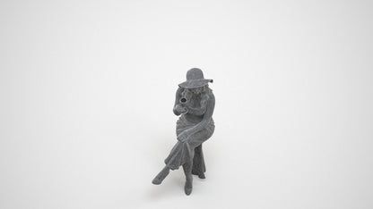 3D human model woman casual sitting, photogrammetry scanned person for archviz, wireframe three-quarter view
