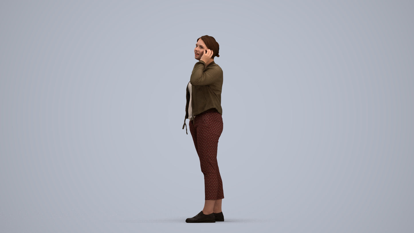 scanned 3D woman casual standing, photogrammetry people for Enscape and V-Ray, standing pose render