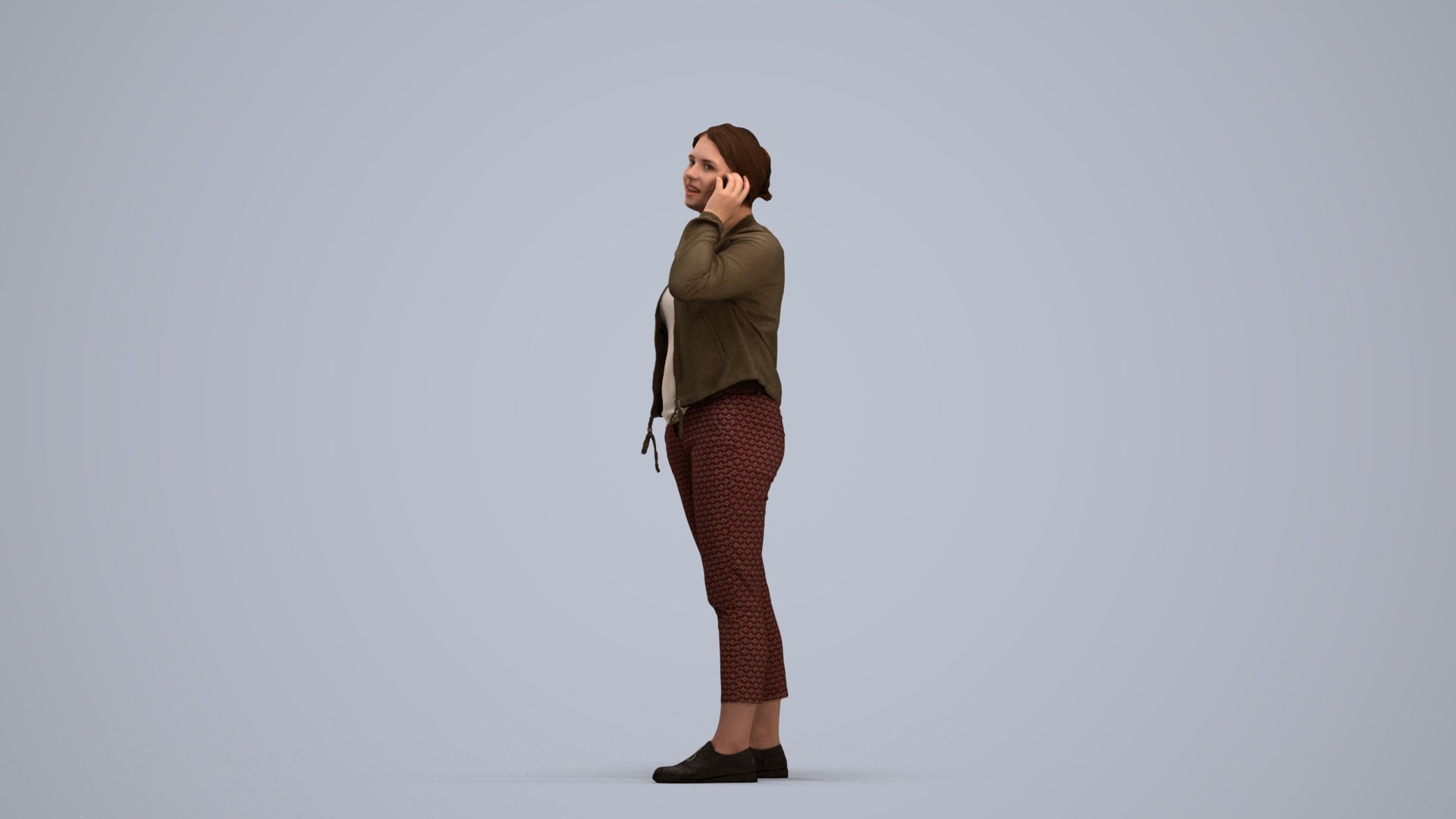 scanned 3D woman casual standing, photogrammetry people for Enscape and V-Ray, standing pose render