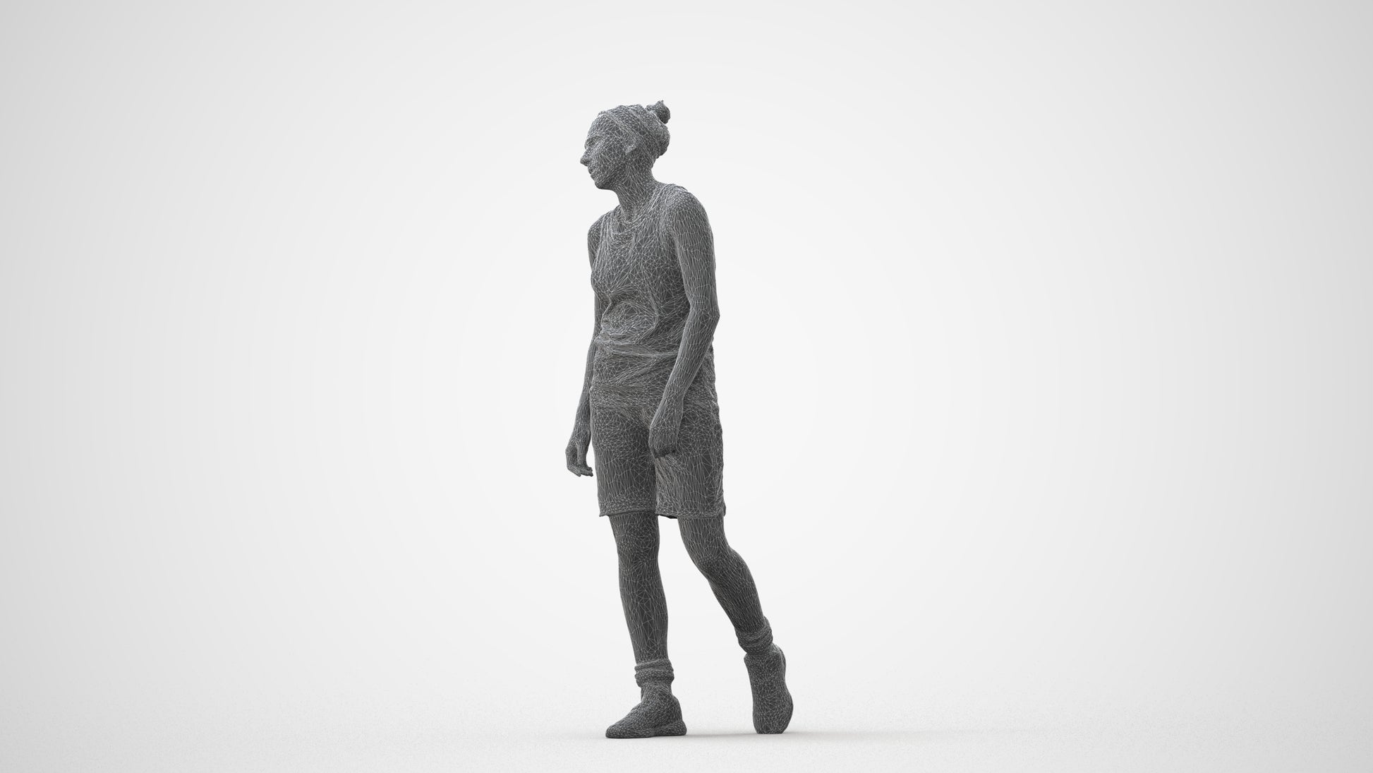 realistic 3D human woman sport, archviz people FBX OBJ for Blender, square thumbnail