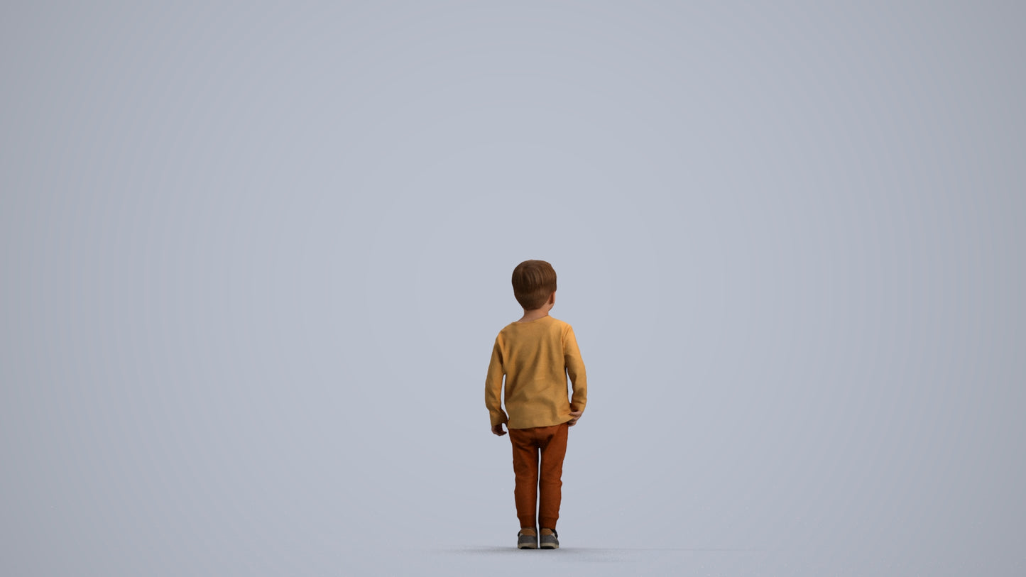 scanned 3D boy casual kids, photogrammetry people for Enscape and V-Ray, front view render