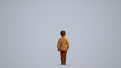 scanned 3D boy casual kids, photogrammetry people for Enscape and V-Ray, front view render