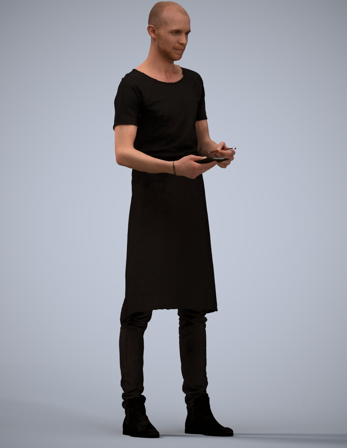 3D human model man hospitality, photogrammetry scanned person for archviz