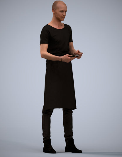 3D human model man hospitality, photogrammetry scanned person for archviz