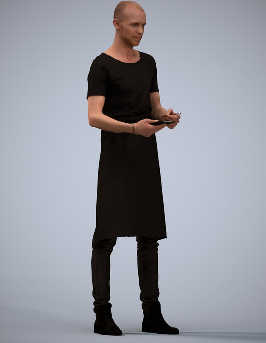 3D human model man hospitality, photogrammetry scanned person for archviz