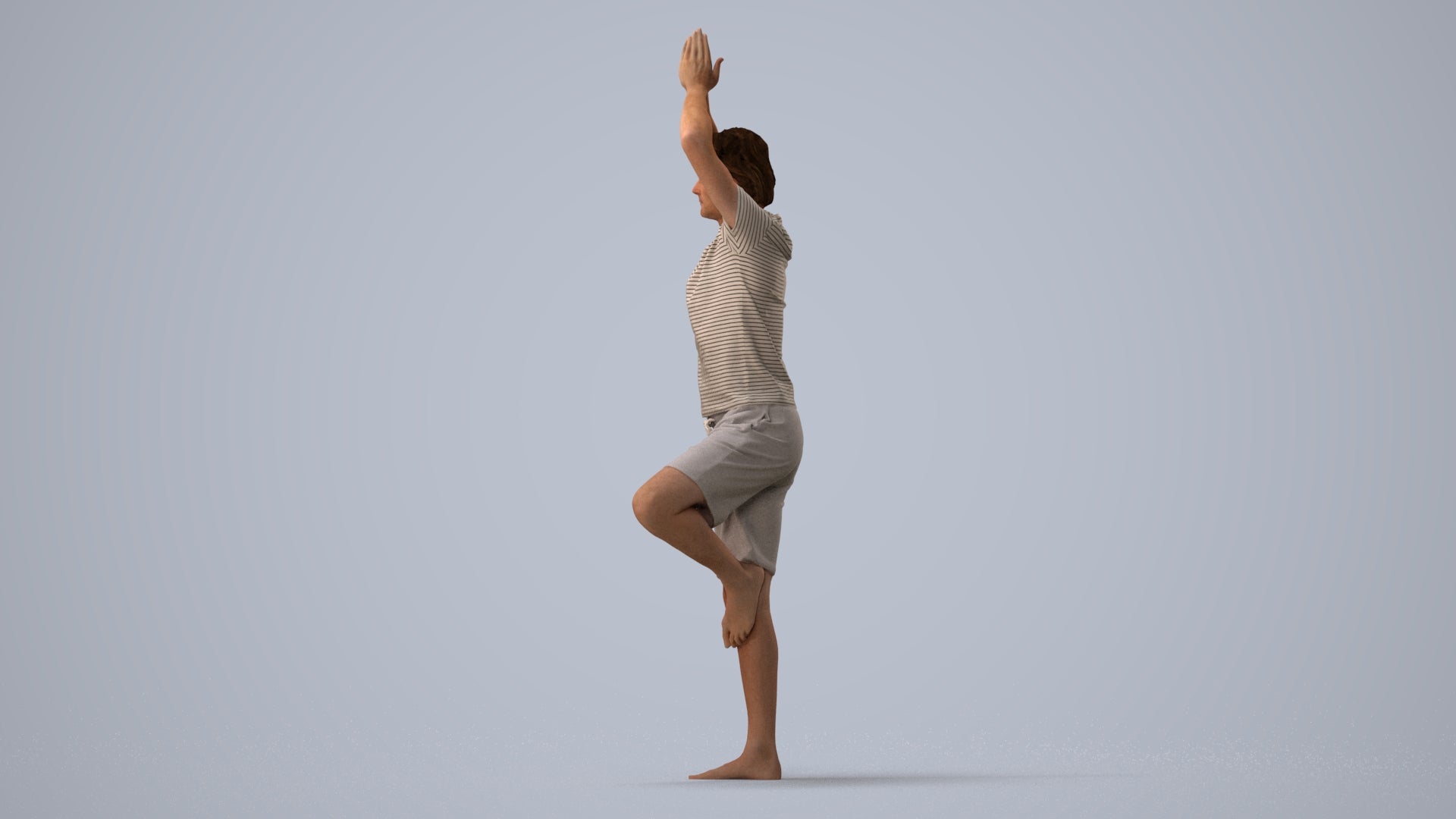 realistic 3D man casual sport, scanned archviz people for Blender and 3ds Max, three-quarter view render