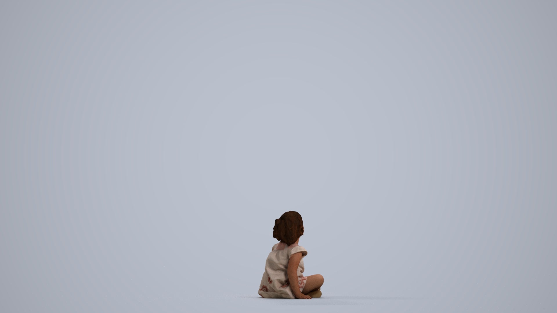 3D human model girl casual kids, photogrammetry scanned person for archviz, front view render