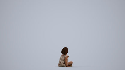 3D human model girl casual kids, photogrammetry scanned person for archviz, front view render