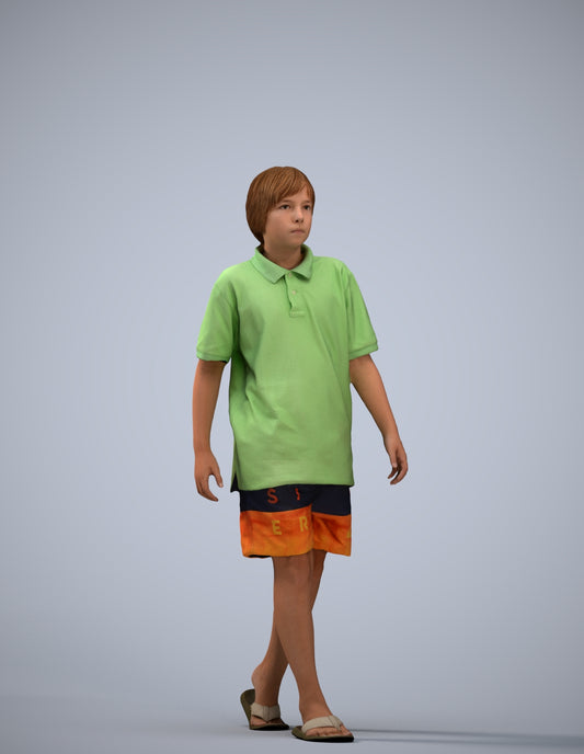 3D scanned boy kids, photorealistic archviz people for Enscape and SketchUp