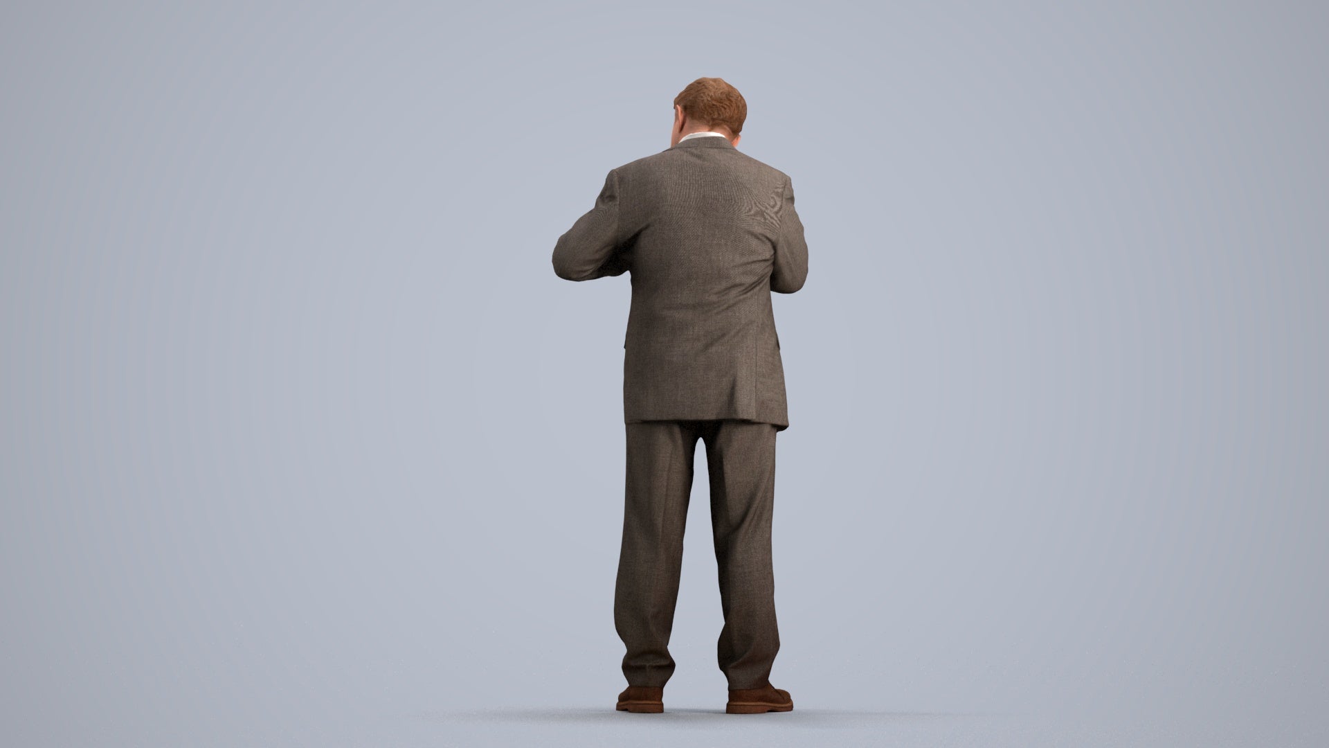 realistic 3D senior man business standing, scanned archviz people for Blender and 3ds Max, front view render