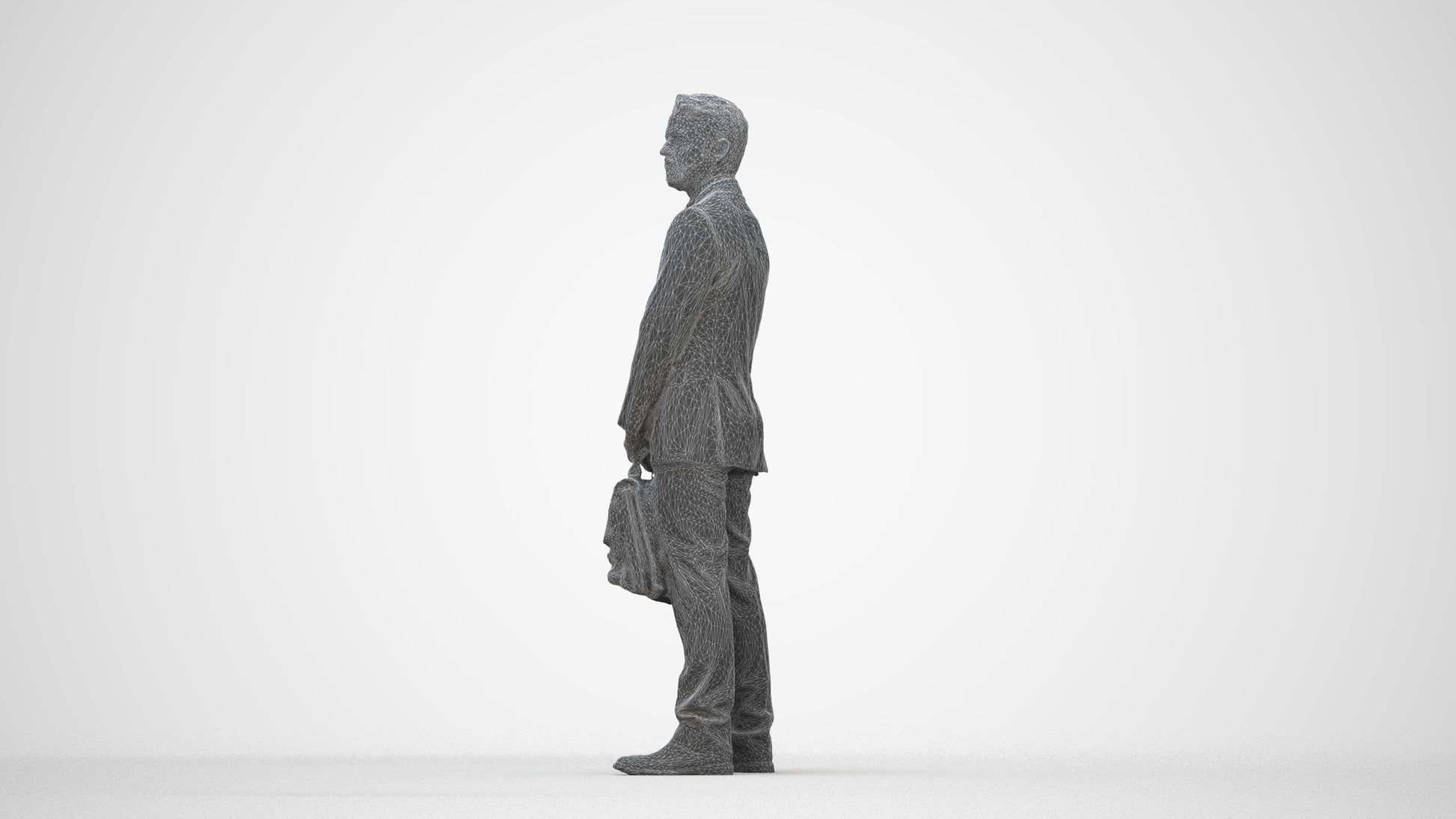 realistic 3D man business, scanned archviz people for Blender and 3ds Max, wireframe back view
