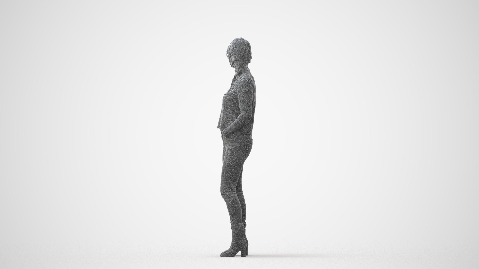 scanned 3D woman casual standing, photogrammetry people for Enscape and V-Ray, square thumbnail