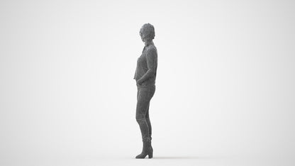 scanned 3D woman casual standing, photogrammetry people for Enscape and V-Ray, square thumbnail