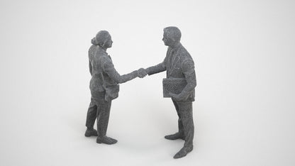scanned 3D woman business, photogrammetry people for Enscape and V-Ray, wireframe three-quarter view