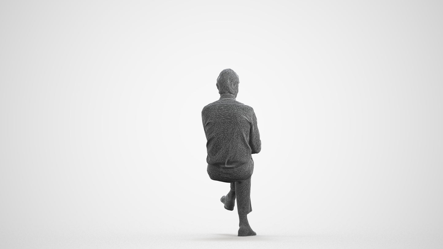 realistic 3D people man business, render-ready for V-Ray and Corona, FBX OBJ, wireframe front view