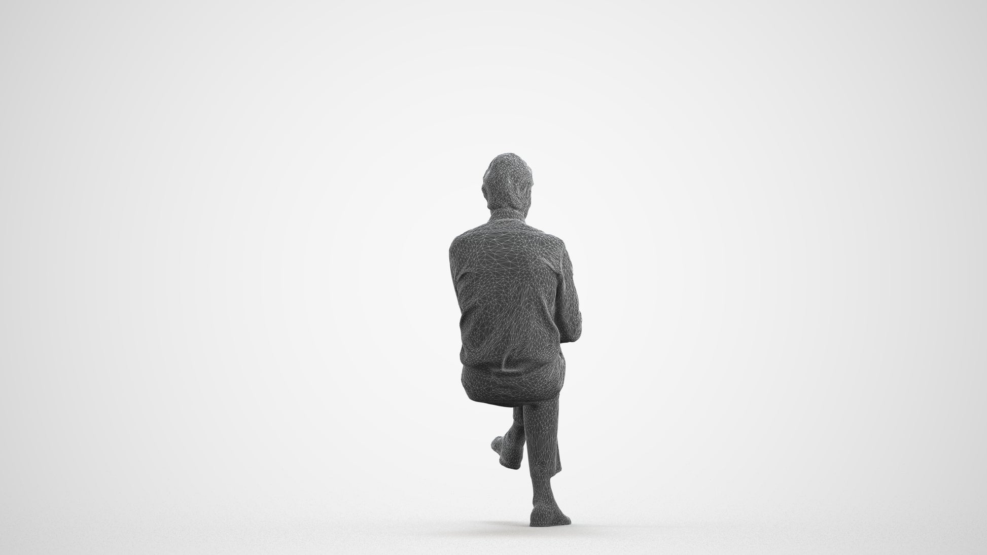 realistic 3D people man business, render-ready for V-Ray and Corona, FBX OBJ, wireframe front view