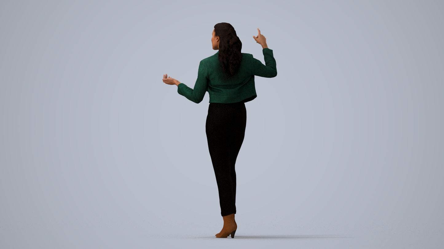 photogrammetry 3D woman business standing, realistic human model archviz FBX, three-quarter view render