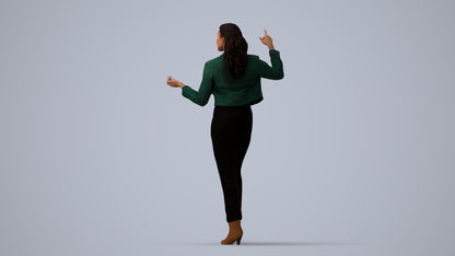 photogrammetry 3D woman business standing, realistic human model archviz FBX, three-quarter view render