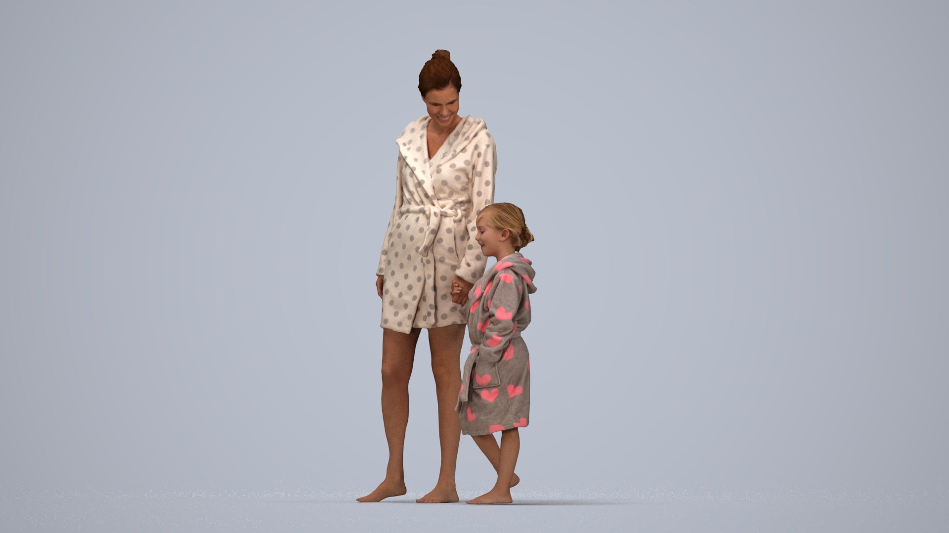 realistic 3D human girl casual kids, archviz people FBX OBJ for Blender, top-down view render