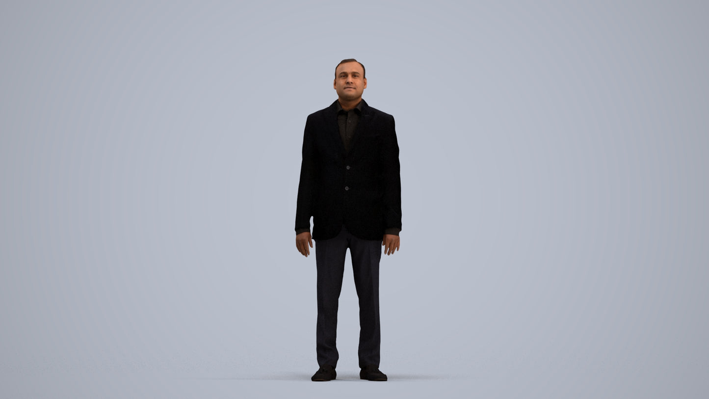scanned 3D man formal standing, photogrammetry people for Enscape and V-Ray, standing pose render