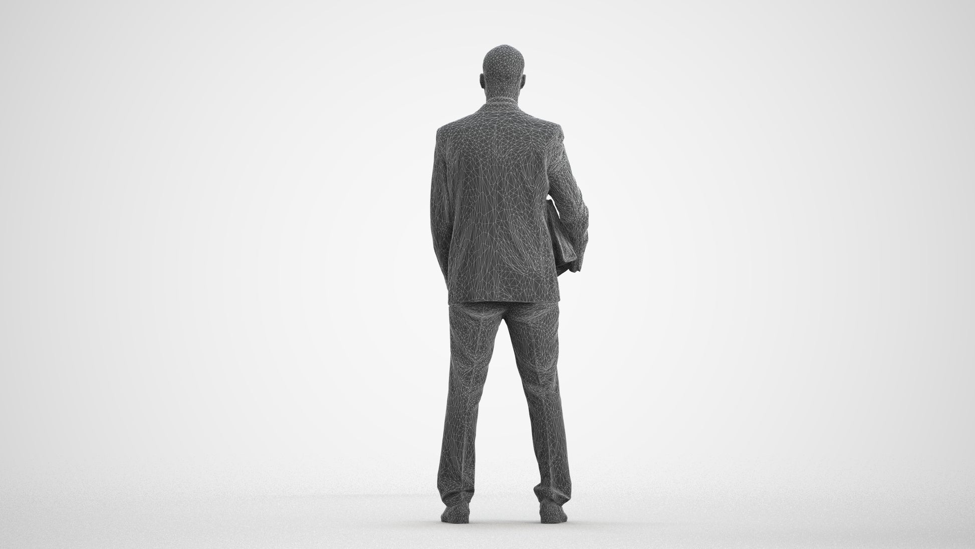 scanned 3D man business, photogrammetry people for Enscape and V-Ray, wireframe front view
