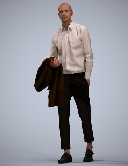 photogrammetry 3D man business walking, realistic human model archviz FBX