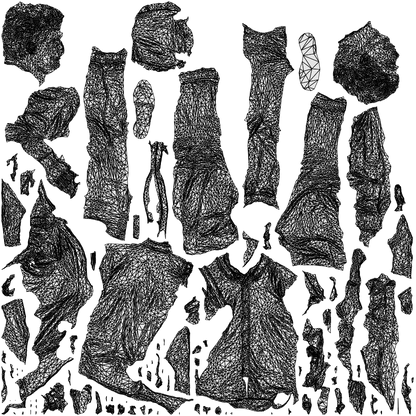 scanned 3D man casual walking, photogrammetry people for Enscape and V-Ray, wireframe top-down view