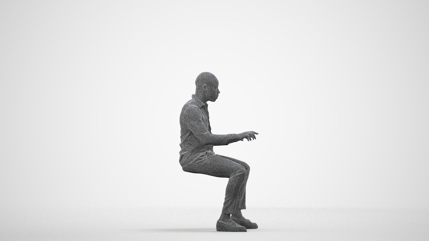 realistic 3D people man casual pool, render-ready for V-Ray and Corona, FBX OBJ, wireframe side view