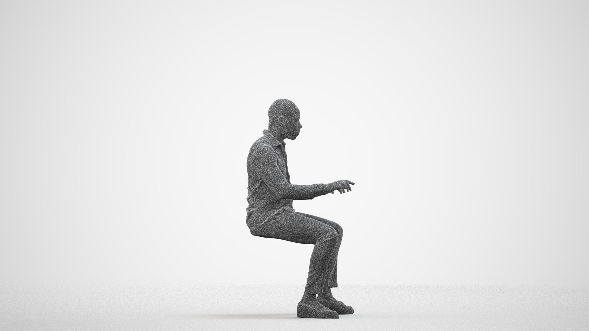 realistic 3D people man casual pool, render-ready for V-Ray and Corona, FBX OBJ, wireframe side view