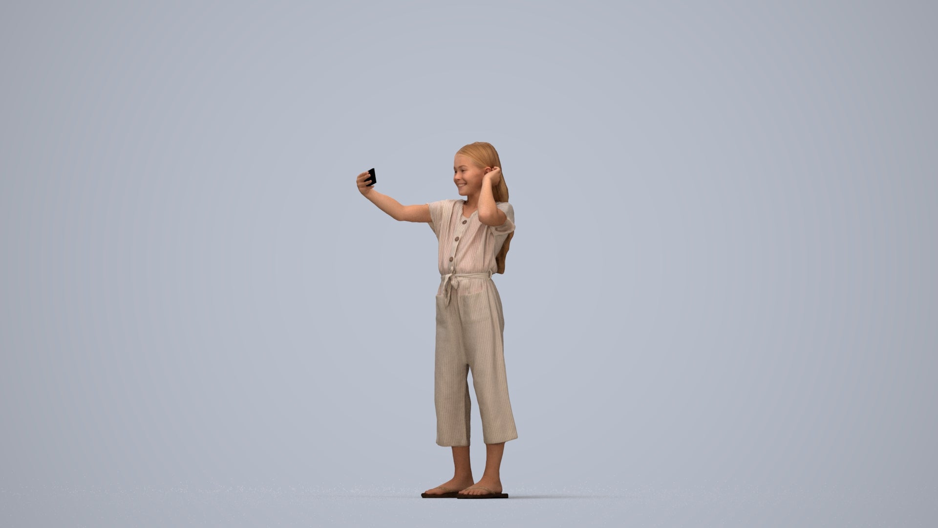 realistic 3D girl kids, scanned archviz people for Blender and 3ds Max, top-down view render