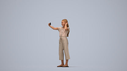 realistic 3D girl kids, scanned archviz people for Blender and 3ds Max, top-down view render