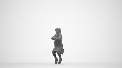 scanned 3D girl kids, photogrammetry people for Enscape and V-Ray, wireframe back view