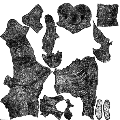3D human model boy casual kids, photogrammetry scanned person for archviz, wireframe top-down view