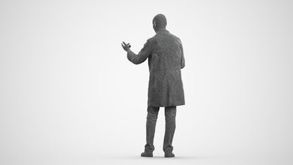 3D scanned senior man medical, photorealistic archviz people for Enscape and SketchUp, wireframe front view