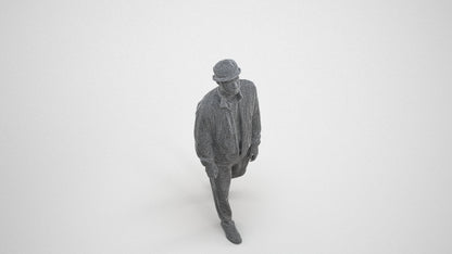scanned 3D man casual walking, photogrammetry people for Enscape and V-Ray, wireframe three-quarter view