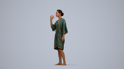 realistic 3D human woman bathroom, archviz people FBX OBJ for Blender, top-down view render