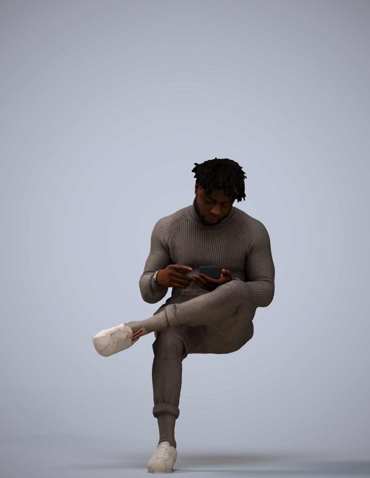 realistic 3D human man casual sitting, archviz people FBX OBJ for Blender