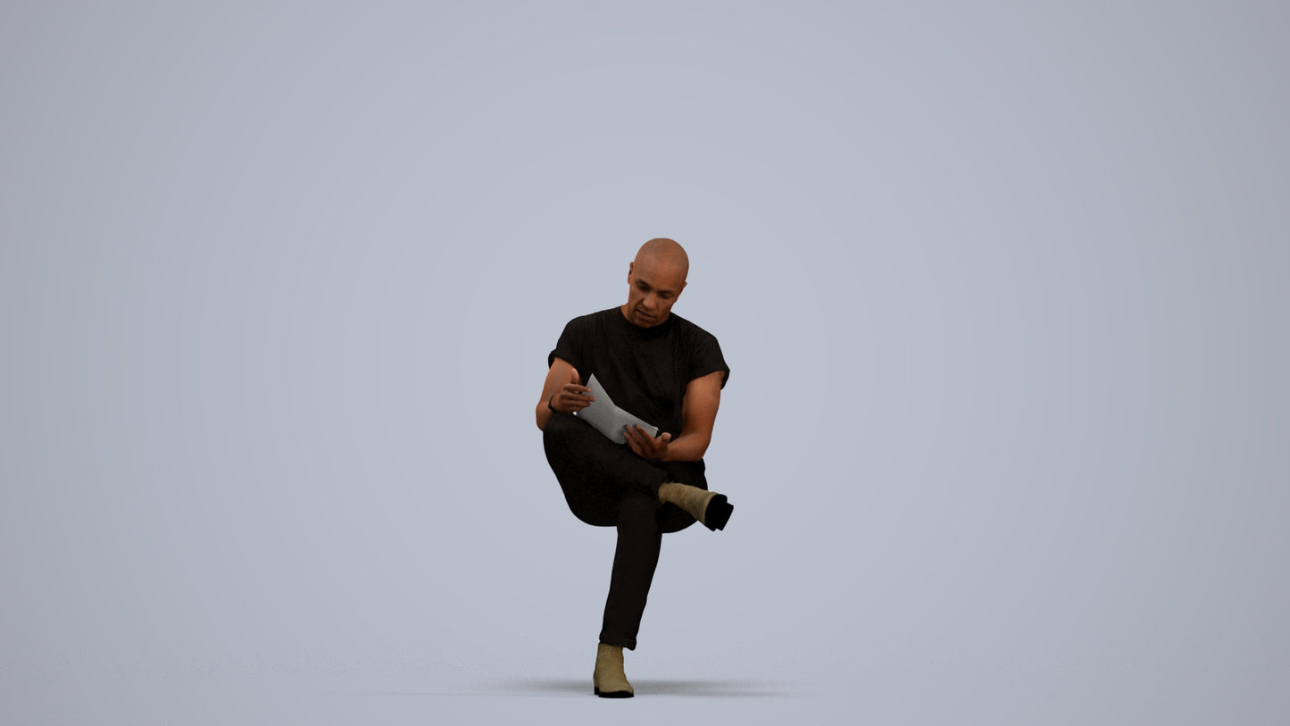 realistic 3D people man casual sitting, render-ready for V-Ray and Corona, FBX OBJ, standing pose render