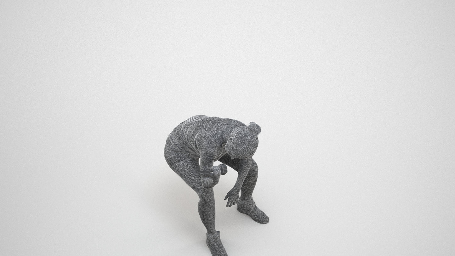 realistic 3D people woman sport, render-ready for V-Ray and Corona, FBX OBJ, wireframe three-quarter view