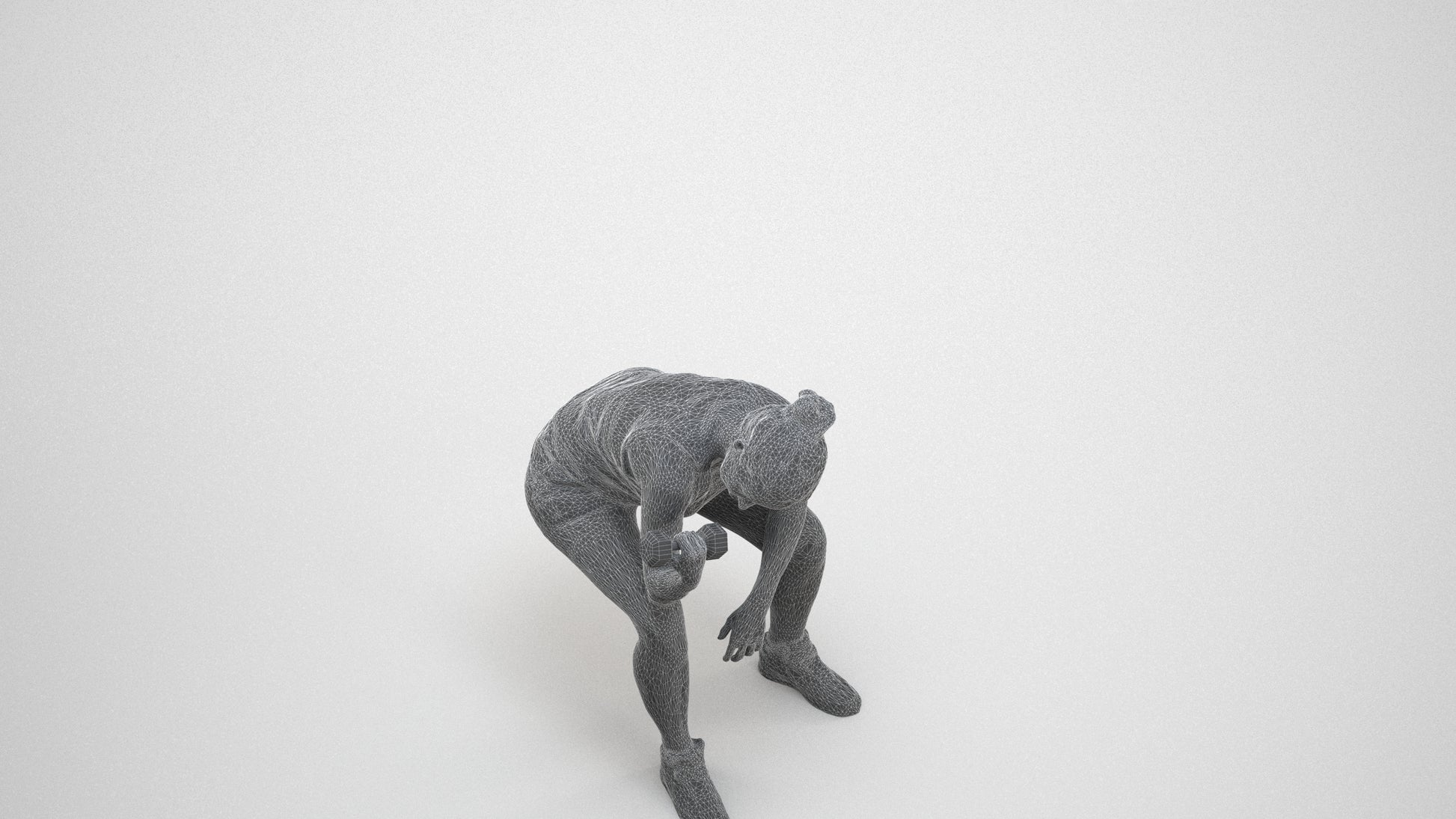 realistic 3D people woman sport, render-ready for V-Ray and Corona, FBX OBJ, wireframe three-quarter view